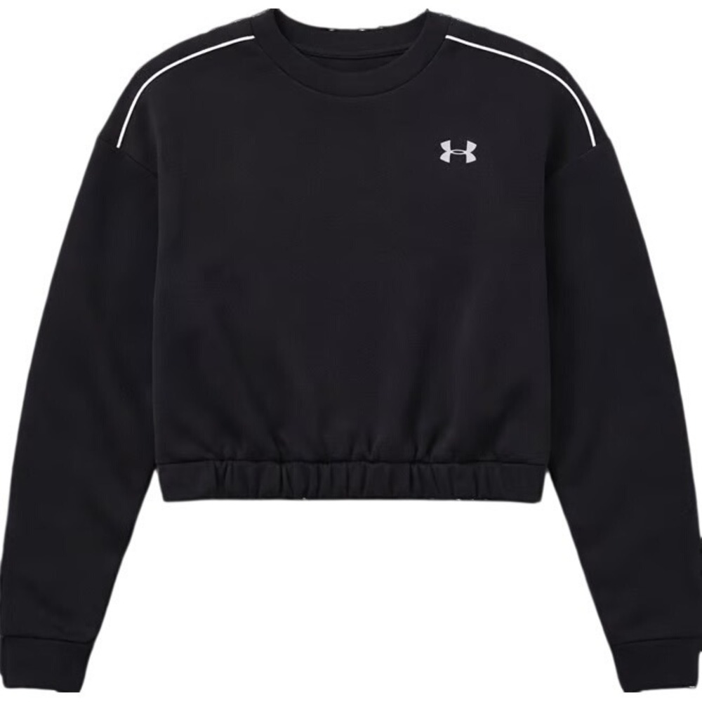 Under Armour Womens Rival Fleece Cropped Crewneck Sweatshirt Black Large NWT